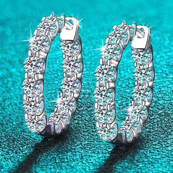 Jewelry - Certified 2.6 ct. t.w. Moissanite Diamond Inside Out Hoop Earrings NEW
